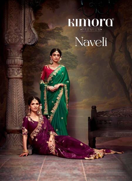 Naveli By Kimora Tissue Organza Weddding Wear Saree Suppliers In India